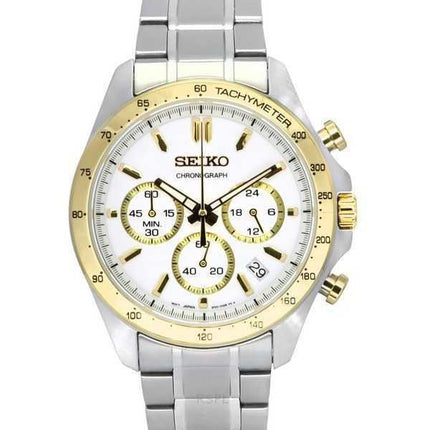 Orologio da uomo Seiko Spirit Chronograph in acciaio inossidabile con quadrante bianco al quarzo SBTR024 100M