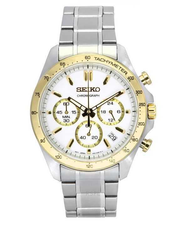 Orologio da uomo Seiko Spirit Chronograph in acciaio inossidabile con quadrante bianco al quarzo SBTR024 100M