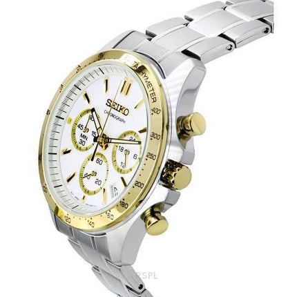 Orologio da uomo Seiko Spirit Chronograph in acciaio inossidabile con quadrante bianco al quarzo SBTR024 100M