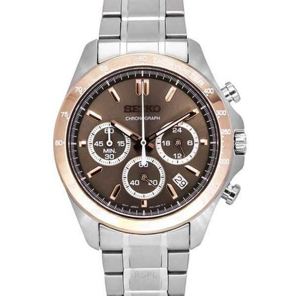 Orologio da uomo Seiko Spirit Chronograph in acciaio inossidabile con quadrante marrone al quarzo SBTR026 100M