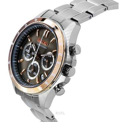 Orologio da uomo Seiko Spirit Chronograph in acciaio inossidabile con quadrante marrone al quarzo SBTR026 100M