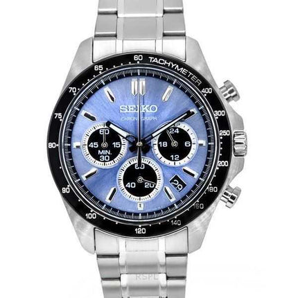 Orologio da uomo Seiko Spirit Chronograph in acciaio inossidabile con quadrante blu grigio Sunburst al quarzo SBTR027 100M
