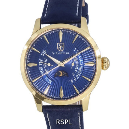 Orologio da uomo S. Coifman in pelle con quadrante blu al quarzo SC0478