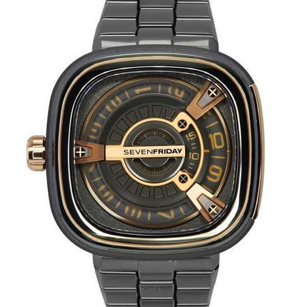 Orologio da uomo Sevenfriday M-Series in acciaio inossidabile con quadrante nero automatico M2/02M SF-M2-02M