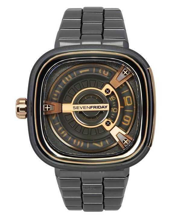 Orologio da uomo Sevenfriday M-Series in acciaio inossidabile con quadrante nero automatico M2/02M SF-M2-02M
