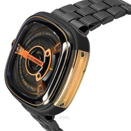 Orologio da uomo Sevenfriday M-Series in acciaio inossidabile con quadrante nero automatico M2/02M SF-M2-02M