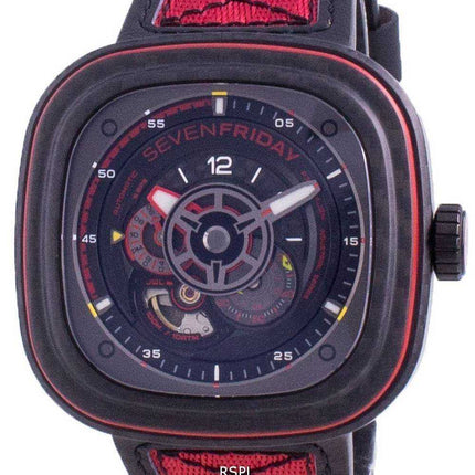 Orologio da uomo Sevenfriday P-Series Red Carbon Automatic P3C / 04 SF-P3C-04 100M