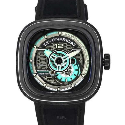 Orologio da uomo Sevenfriday P-Series Jade Carbon Grey e Blue Skeleton Dial automatico PS3/01 SF-PS3-01 100M