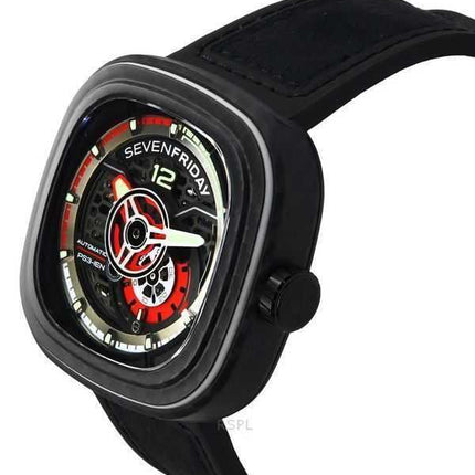 Orologio da uomo Sevenfriday P-Series Ruby Carbon Grey e Red Skeleton Dial automatico PS3/02 SF-PS3-02 100M