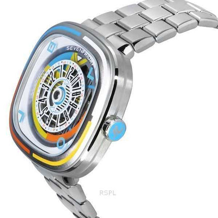 Orologio da uomo automatico Sevenfriday T Series Bauhaus NFC in acciaio inossidabile con quadrante multicolore T1/08 SF-T1-08