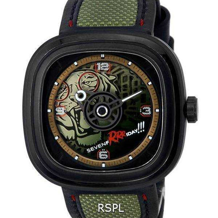 Orologio da uomo Sevenfriday T-Series Green Tiger Skeleton automatico T3/04 SF-T3-04