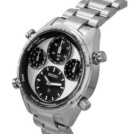 Orologio da uomo Seiko Prospex Speedtimer Panda Chronograph in acciaio inossidabile con quadrante bianco Solar SFJ001P1 100M