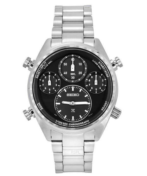 Orologio da uomo Seiko Prospex Speedtimer Cronografo in acciaio inossidabile con quadrante nero Solar SFJ003P1 100M