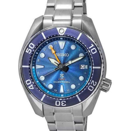 Orologio da uomo Seiko Prospex Sea Aqua Sumo GMT con quadrante blu Solar Diver&#39;s SFK001J1 200M
