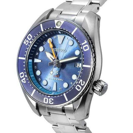 Orologio da uomo Seiko Prospex Sea Aqua Sumo GMT con quadrante blu Solar Diver&#39;s SFK001J1 200M
