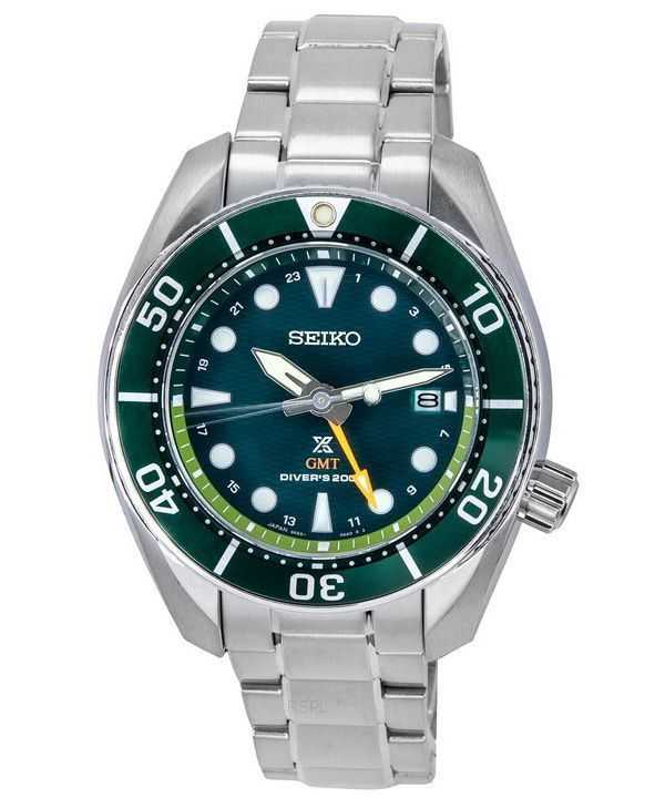 Orologio da uomo Seiko Prospex Sea Aqua Sumo GMT con quadrante verde Solar Diver&#39;s SFK003J1 200M