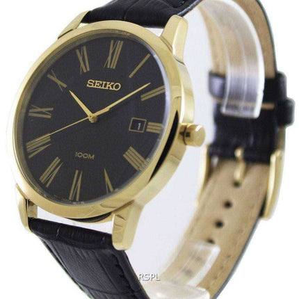 Orologio da uomo quadrante nero SGEH14P1 SGEH14P con quadrante nero al quarzo Seiko Montre