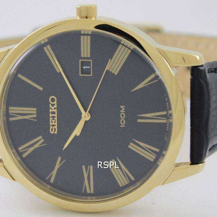 Orologio da uomo quadrante nero SGEH14P1 SGEH14P con quadrante nero al quarzo Seiko Montre