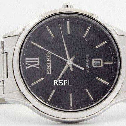 Orologio da uomo SGEH53 SGEH53P1 SGEH53P con quadrante nero in vetro zaffiro quarzo Seiko