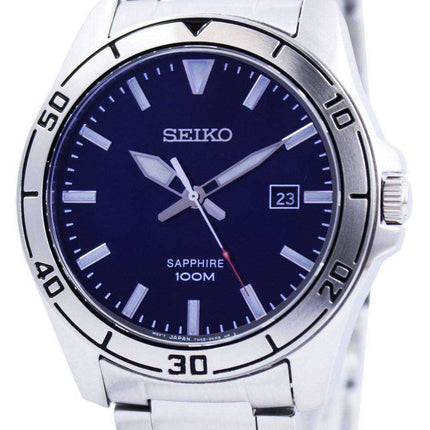 Orologio da uomo SGEH61 SGEH61P1 SGEH61P con quadrante blu in vetro zaffiro Seiko al quarzo