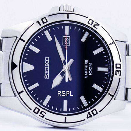 Orologio da uomo SGEH61 SGEH61P1 SGEH61P con quadrante blu in vetro zaffiro Seiko al quarzo