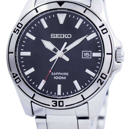 Orologio da uomo SGEH63 SGEH63P1 SGEH63P con quadrante nero in vetro zaffiro Seiko al quarzo