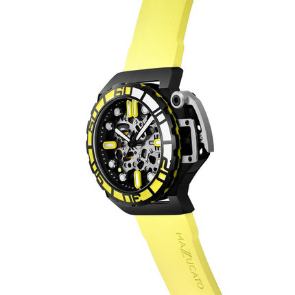 Orologio da uomo Mazzucato RIM Sub giallo e nero con quadrante scheletro automatico Dive SK4-YL 100M da uomo
