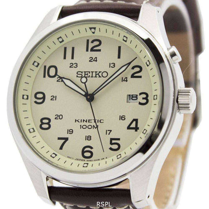 Orologio da uomo Seiko Kinetic Beige 100M SKA723 SKA723P1 SKA723P Orologio da uomo