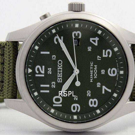 Orologio da uomo verde militare Seiko Kinetic 100M SKA725 SKA725P1 SKA725P Orologio da uomo