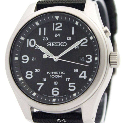 Seiko Kinetic Black Dial 100M SKA727 SKA727P1 SKA727P Orologio da uomo
