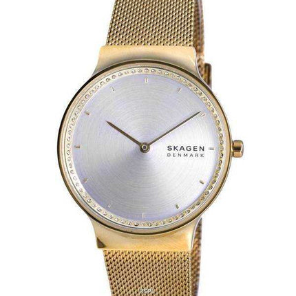 Skagen Freja tono oro acciaio inossidabile maglia al quarzo SKW1148 con orologio da donna set regalo