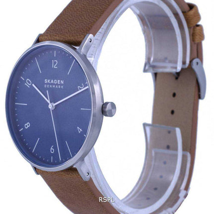 Orologio da uomo Skagen Aaren in pelle con quadrante blu al quarzo SKW1149