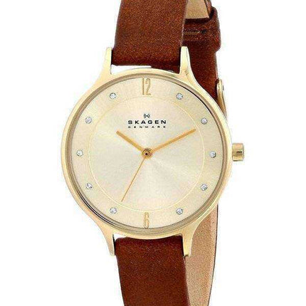 Skagen Anita quadrante in oro con cinturino in pelle cristallizzata SKW2147 da donna