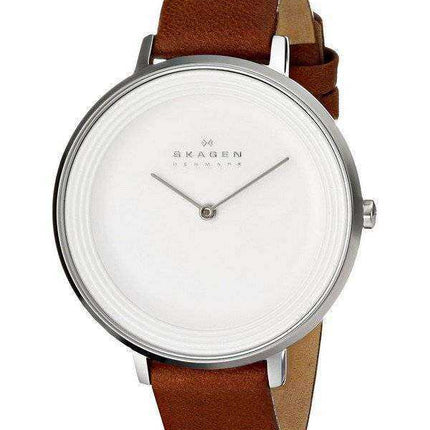 Skagen Ditte Silver Dial in pelle marrone SKW2214 orologio da donna