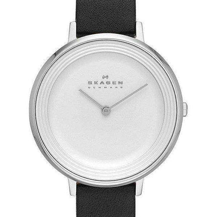 Skagen Ditte Silver Dial Orologio da donna in pelle nera SKW2261