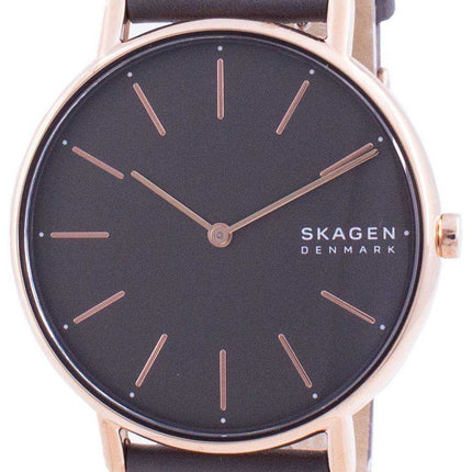Skagen Signatur quadrante grigio cinturino in pelle color carbone SKW2794 al quarzo orologio da donna