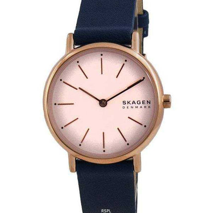 Skagen Signatur quadrante bianco cinturino in pelle blu al quarzo SKW2838 orologio da donna