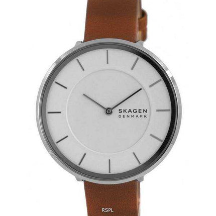 Orologio da donna Skagen Gitte in pelle con quadrante bianco al quarzo SKW3015