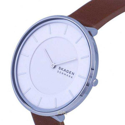 Orologio da donna Skagen Gitte in pelle con quadrante bianco al quarzo SKW3015