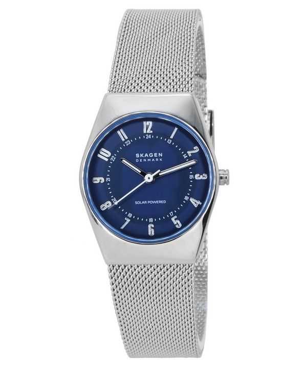 Skagen Grenen Lille Orologio da donna con cinturino in maglia di acciaio inossidabile ad energia solare quadrante blu SKW3080