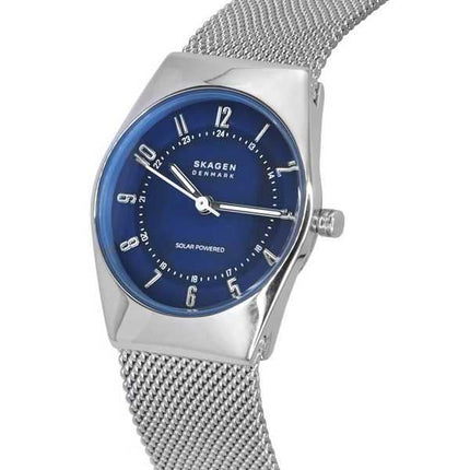 Skagen Grenen Lille Orologio da donna con cinturino in maglia di acciaio inossidabile ad energia solare quadrante blu SKW3080
