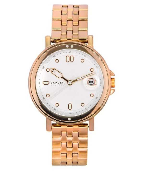Orologio da donna Skagen Signatur Lille Sport in acciaio inossidabile color oro rosa con quadrante argentato al quarzo SKW3136