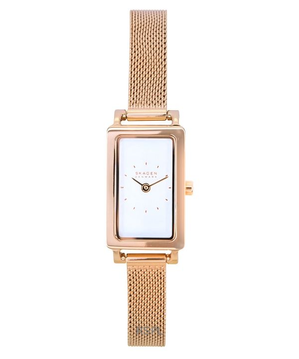 Orologio da donna Skagen Hagen Micro in acciaio inossidabile color oro rosa con quadrante bianco al quarzo SKW3148