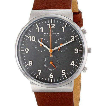 Skagen Ancher Chronograph Orologio da uomo in pelle marrone SKW6099
