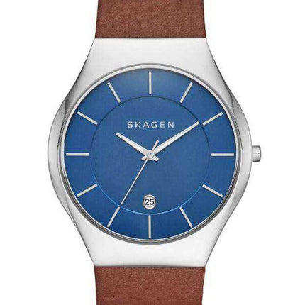 Cinturino in pelle Skagen Grenen quarzo quadrante blu con cinturino in pelle SKW6160