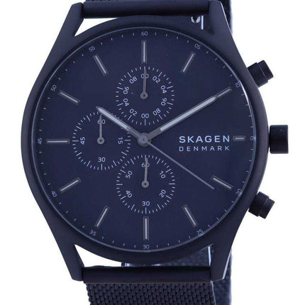 Orologio da uomo Skagen Holst quadrante nero cronografo in acciaio inossidabile al quarzo SKW6651