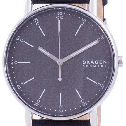 Orologio da uomo Skagen Signatur quadrante grigio cinturino in pelle al quarzo SKW6654