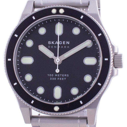 Orologio da uomo Skagen Fisk con quadrante nero al quarzo in acciaio inossidabile SKW6666 100M