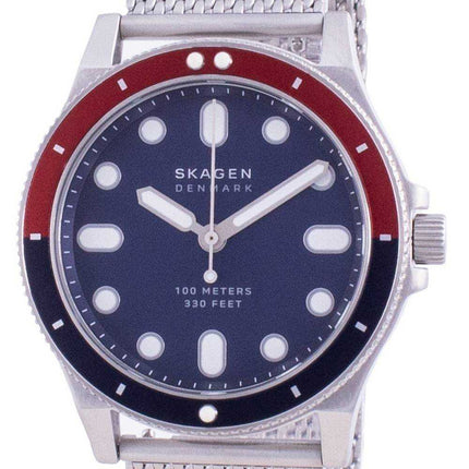 Orologio da uomo Skagen Fisk con quadrante blu al quarzo in acciaio inossidabile SKW6668 100M