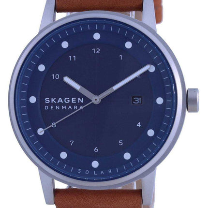 Skagen Henriksen quadrante blu cinturino in pelle solare SKW6739 orologio da uomo